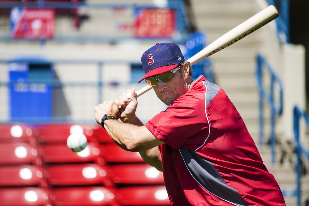 Matt Hagen says he would still rather step into the batter’s box than coach. (Colin Mulvany / The Spokesman-Review)