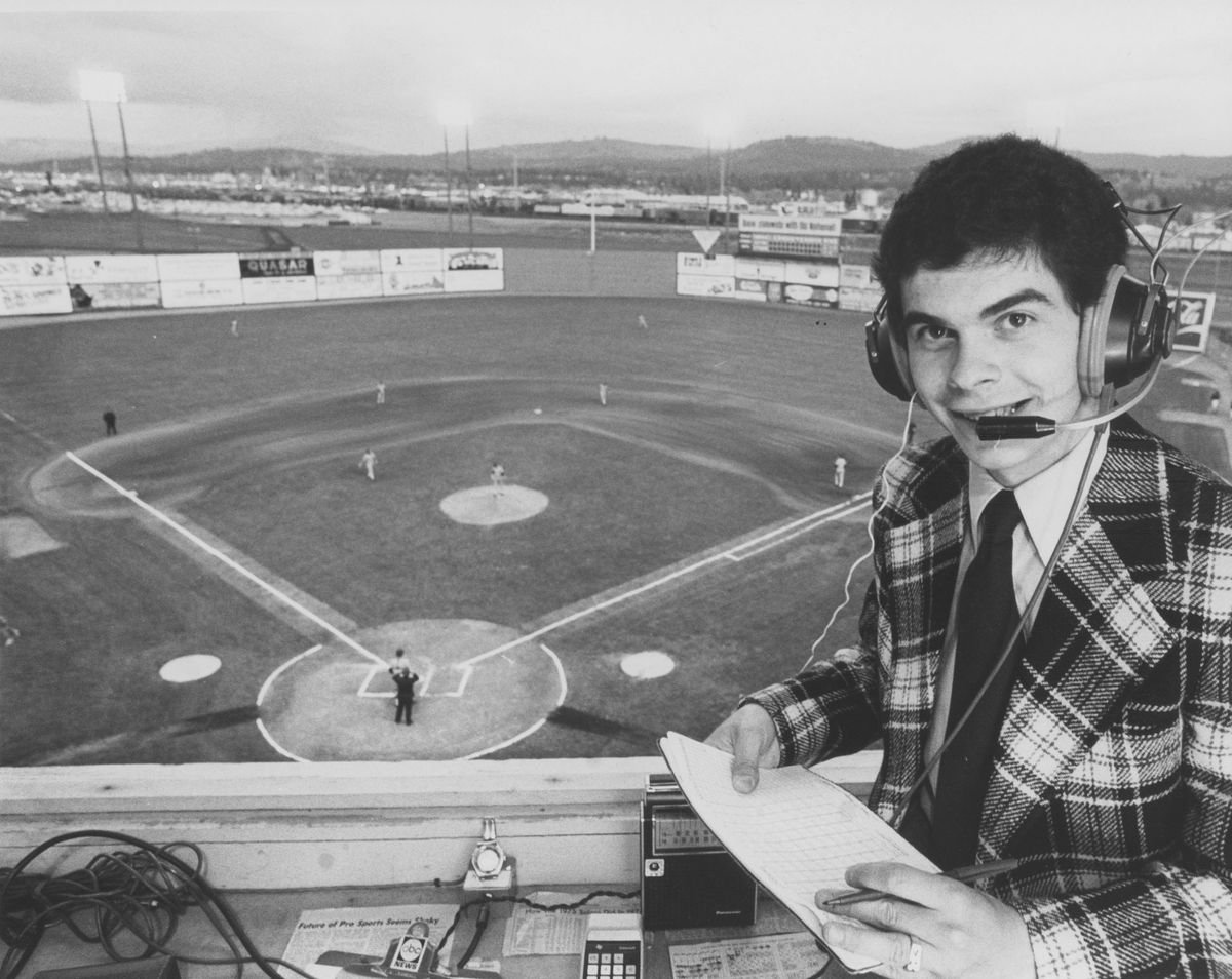 Then: After a well-timed elevator ride in New Orleans, Ed Randall was behind the mike for the 1975 Spokane Indians. (Archive photo / The Spokesman-Review)
