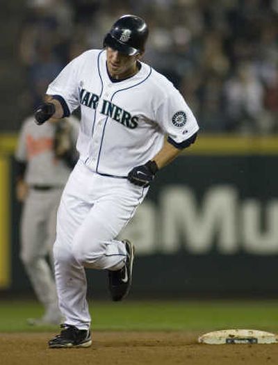 
Seattle's Ben Broussard circles the bases after belting a solo home run in the fifth inning on Wednesday. Associated Press
 (Associated Press / The Spokesman-Review)