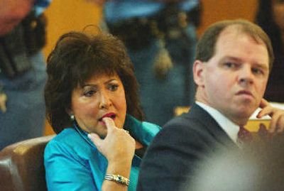 
Sedgwick County, Kan., District Attorney Nola Foulston, left, and Assistant District Attorney Kevin O'Conner listen to Dennis Rader describe in detail on Monday 10 murders he committed in the Wichita area between 1974 and 1991. 
 (Associated Press / The Spokesman-Review)