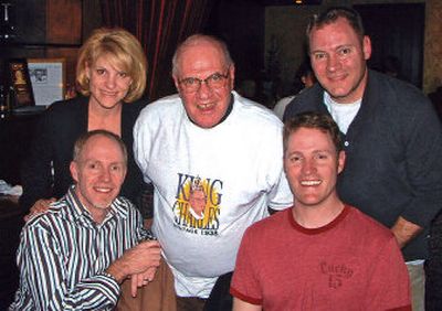 
Now: Chuck Stocker (center), surrounded by his children on his birthday, clockwise from top left: Jill Halkias, Steve, Kevin and Mike.Stocker family photo
 (Stocker family photo / The Spokesman-Review)
