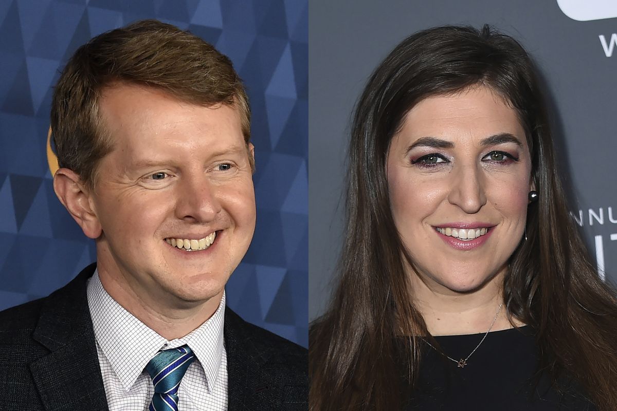 Ken Jennings appears at the 2020 ABC Television Critics Association Winter Press Tour in Pasadena, Calif., on Jan. 8, 2020, left, and actress Mayim Bialik appears at the 23rd annual Critics