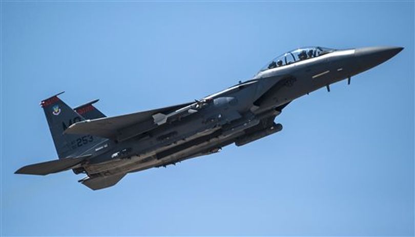 In this photo provided by the U.S. Air Force, a U.S. Air Force F-15E Strike Eagle belonging to the 391st Fighter Squadron takes off Wednesday July 17, 2013, at Mountain Home Air Force Base, Idaho. Pilots and weapons systems officers at the base returned to flying operations after being grounded for approximately three months due to budget constraints. (AP Photo/U.S. Air Force, Airman 1st Class Brittany A. Chase) (AP/U.S. Air Force / Brittany Chase)