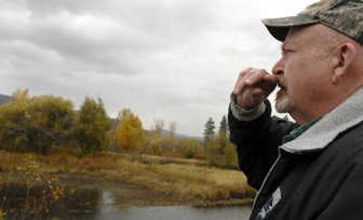 
Scott Weitman  recalls on Thursday saving a stranded duck hunter at Medicine Lake near Medimont. The hunter capsized his float tube, then made  his way to an island where he spent many cold, wet hours on Wednesday. 
 (Kathy Plonka / The Spokesman-Review)
