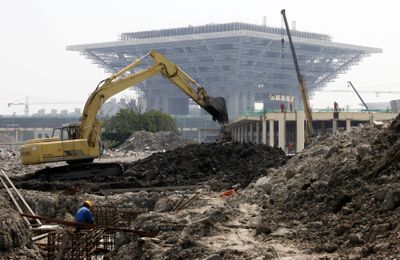 Chinese Pavilion under construction is seen at the site of the World Expo 2010 in Shanghai last month.  (Associated Press / The Spokesman-Review)