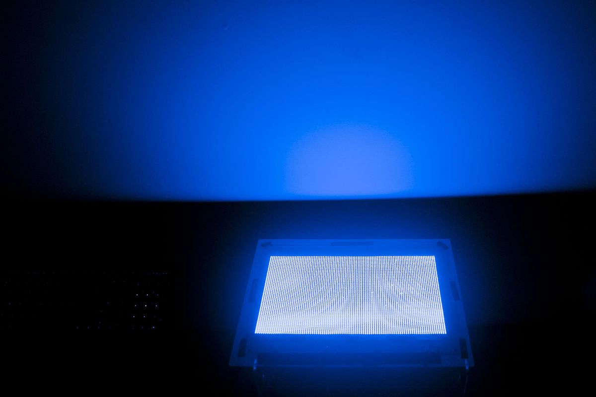 The Pixey light panel is on display at Rohinni in Coeur d’Alene on Tuesday, Nov. 28, 2017. (Kathy Plonka / The Spokesman-Review)