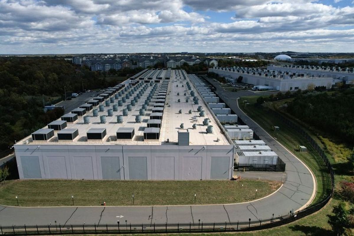 An aerial view of an Amazon Web Services Data Center known as US East 1 in Ashburn, Virginia, U.S., October 20, 2025. (Jonathan Ernst/Reuters)