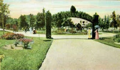 
This picture from a postcard dated 1907 features the ivy-covered entrance arch that was designed by the Mantio Park's first superintendent, Charles Balzer.
 (File/ / The Spokesman-Review)