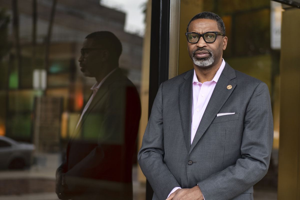 NAACP President Derrick Johnson poses for a photo on Saturday, Jan. 15, 2022, in Los Angeles. The NAACP, the nation