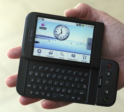 The T-Mobile G1 Android-powered phone is the first cell phone with the operating system designed by Google Inc.  (Associated Press / The Spokesman-Review)