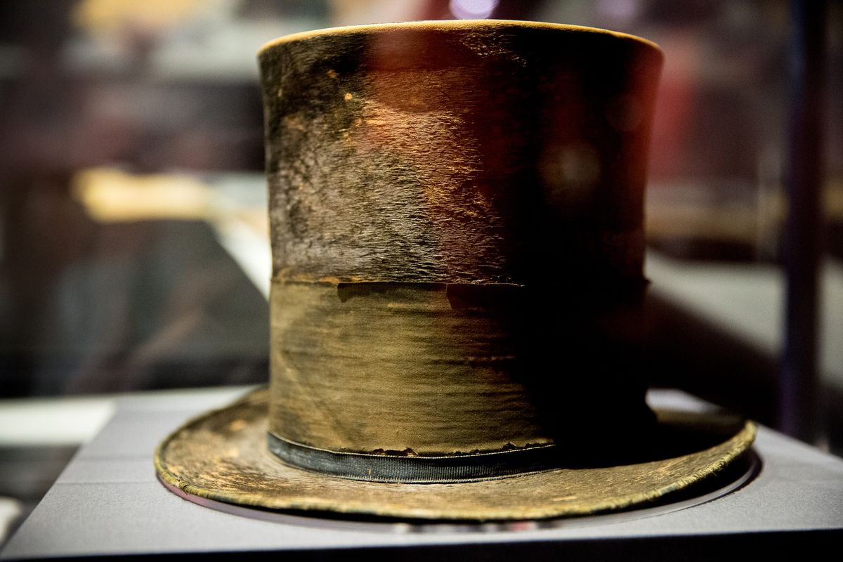 President Abraham Lincoln’s top hat from the night of his assassination is on display at a new exhibit called “Silent Witnesses: Artifacts of the Lincoln Assassination,” at the Ford’s Center for Education and Leadership in Washington, D.C., across the street from the historic Ford’s Theatre, where Lincoln was killed in 1865. (Associated Press)