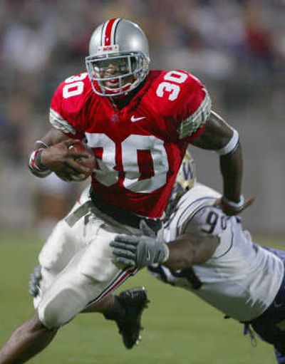 
Tailback Lydell Ross and the rest of the Buckeyes easily beat UW on Aug. 30, 2003.Associated Press
 (Associated Press / The Spokesman-Review)