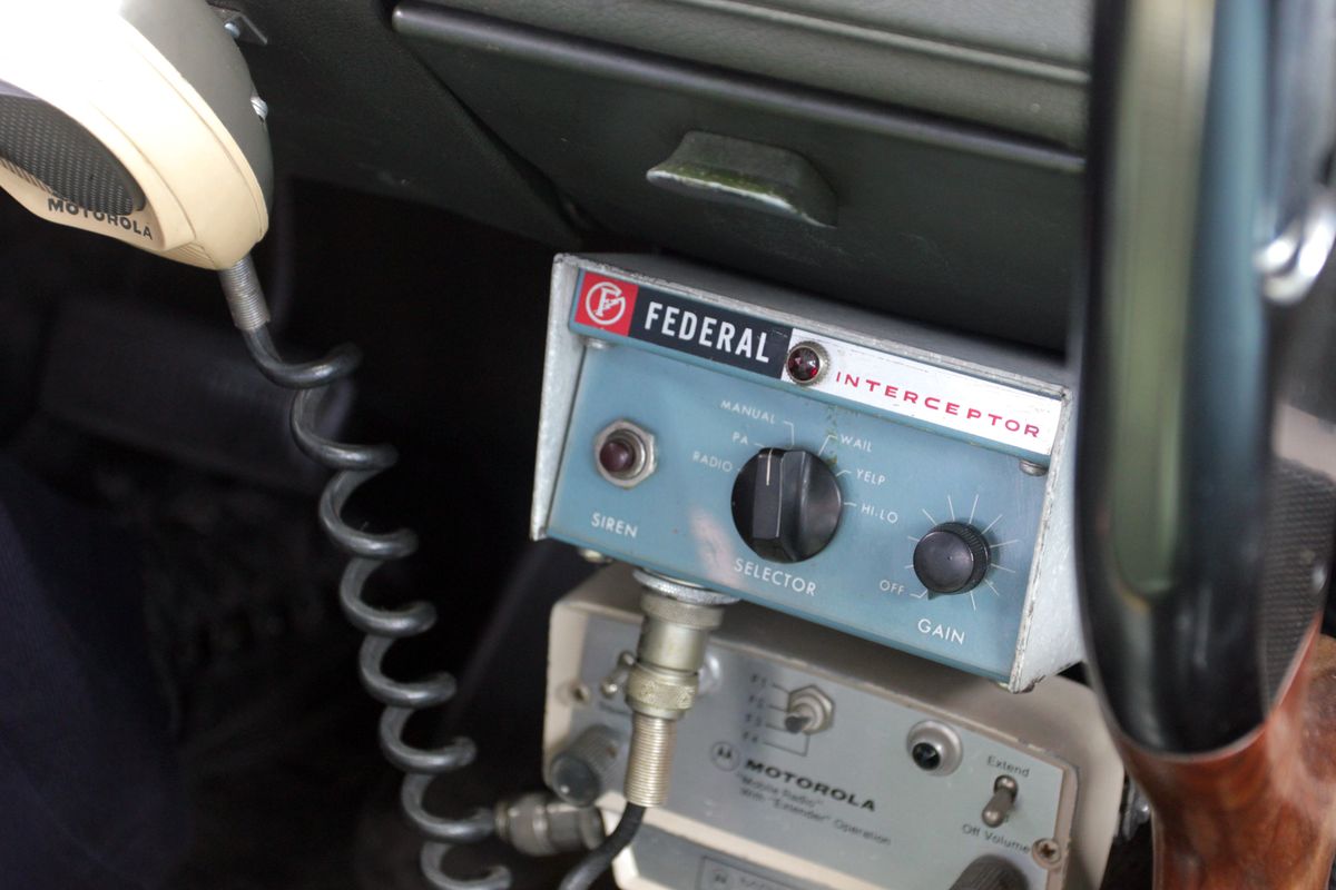 Equipment inside of a fully restored 1970 Plymouth Satellite police cruiser. (Associated Press)