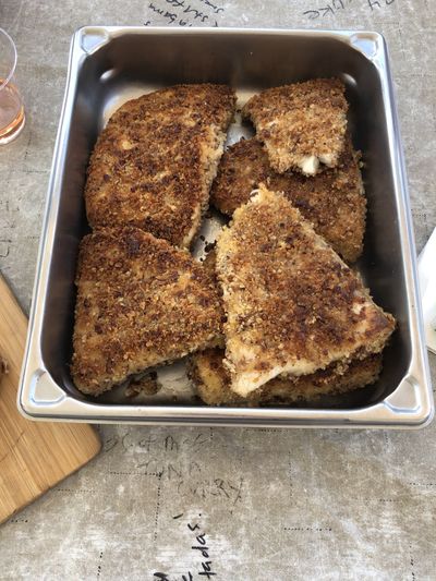 Pecan-crusted halibut made by our new friend, Josh, was one of the highlights of our camping experience at The Gorge. (Leslie Kelly)
