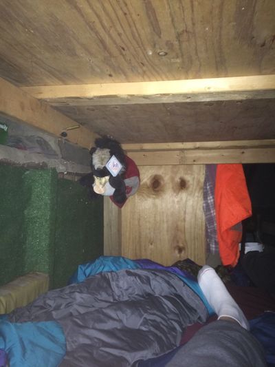 A stuffed toy skunk protects the author’s bunk from any future possible varmint intruder.  (Dave Nichols / The Spokesman-Review)