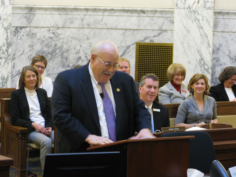 Idaho Secretary of State Ben Ysursa gives his final budget presentation to state lawmakers on Monday morning  (Betsy Russell)