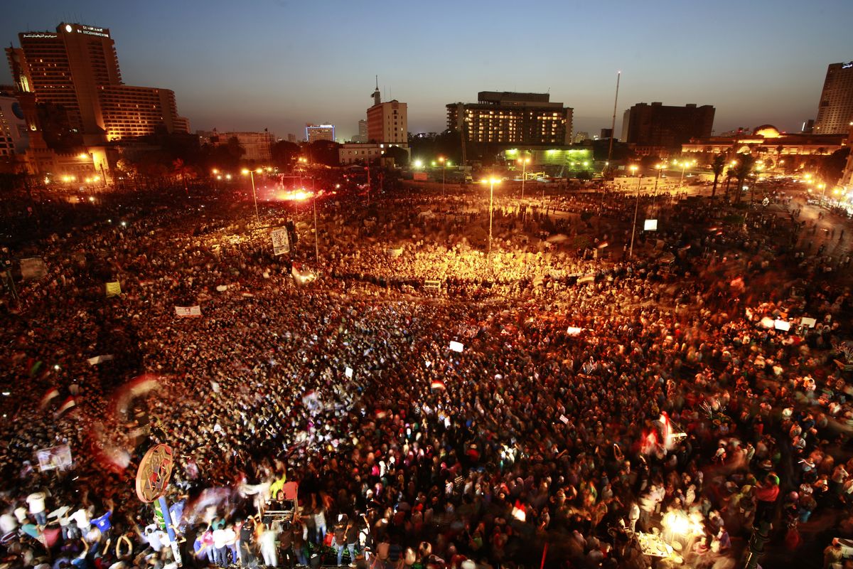 Egyptians gather at Tahrir Square in Cairo to call for a new revolution in Egypt on Saturday after Hosni Mubarak was sentenced to life in prison. (Associated Press)