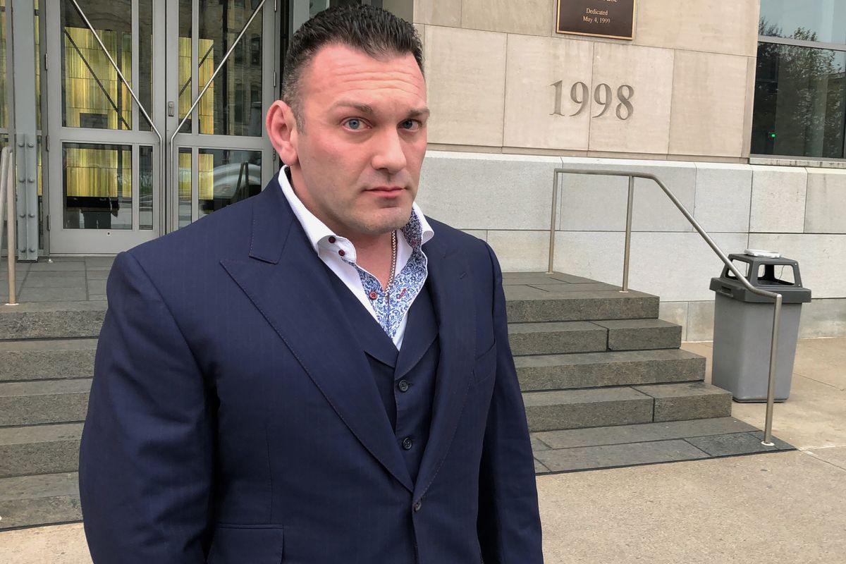 Perry Santillo walks outside the federal courthouse in Scranton, Pa., after pleading guilty to a federal fraud charge on Nov. 4, 2019. Santillo, once dubbed “King Perry”, was sentenced on Thursday, Jan. 13, 2022, to more than 17 years in prison for his role in masterminding a long-running investment scam that collected more than $115 million from 1,000 investors nationwide.  (Michael Rubinkam)