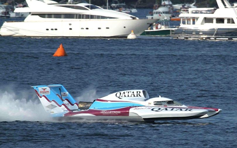 Dave Villwock jets to the top of SeaFair qualifying on Friday. (Photo courtesy of J. Simpson)