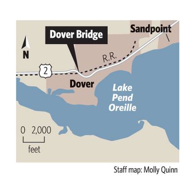 Map showing the location of Dover Bridge. (Molly Quinn / The Spokesman-Review)