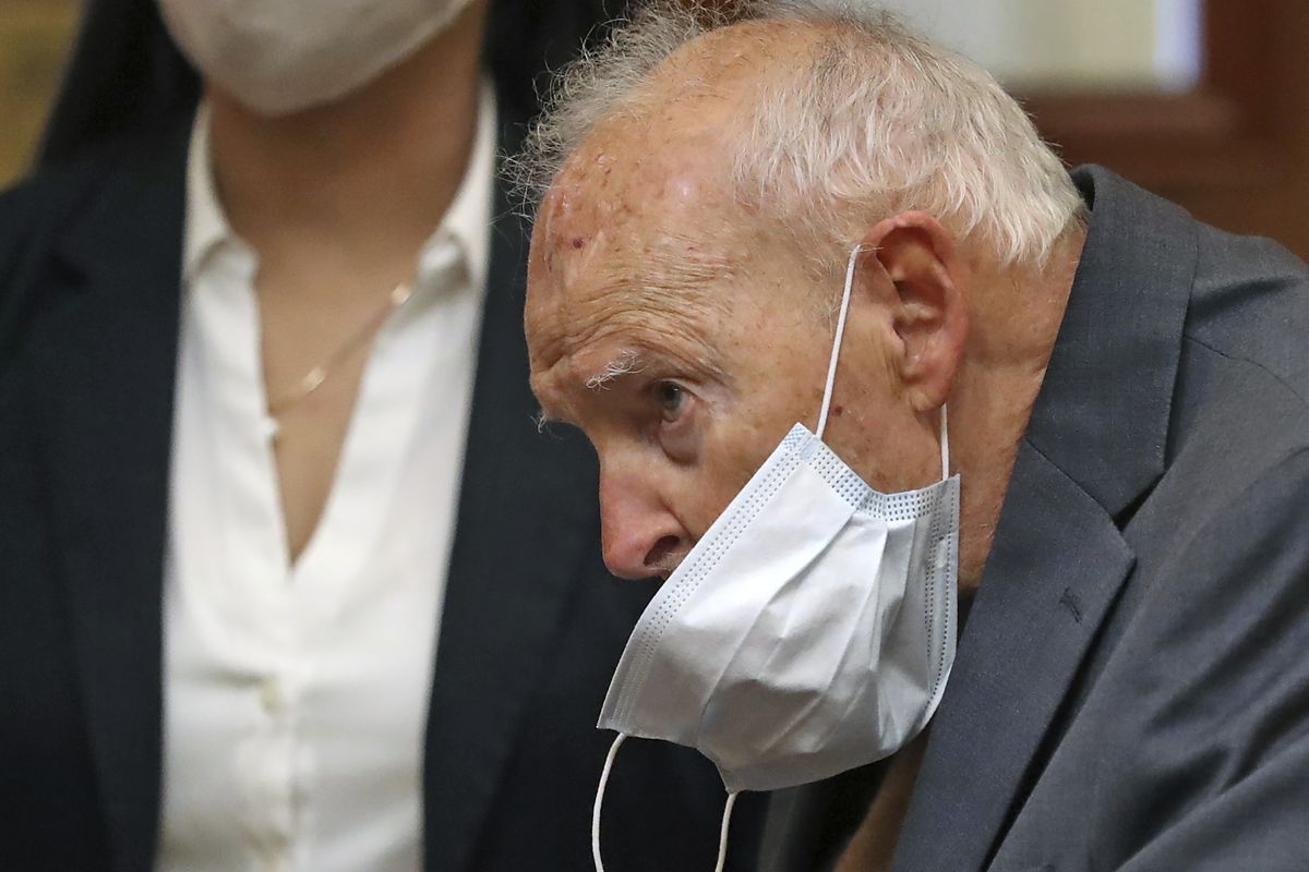 Former Roman Catholic Cardinal Theodore McCarrick appears for a arraignment at Dedham District Court on Friday, Sept. 3, 2021 in Dedham, Mass. McCarrick has pleaded not guilty to sexually assaulting a 16-year-old boy during a wedding reception in Massachusetts nearly 50 years ago.  (David L Ryan)