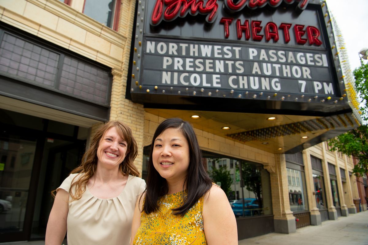 Brooke Matson, left, is shown with author Nicole Chung outside the Bing Crosby Theater Tuesday, May 14, 2019. Jesse Tinsley/THE SPOKESMAN-REVIEW (Jesse Tinsley / The Spokesman-Review)