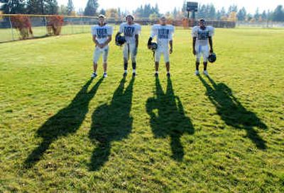 
Lewis and Clark defensive linemen, from left, Carl Preiksaitis, Chris Mastin, Steve Johnson and Charles Taylor. 
 (Brian Plonka / The Spokesman-Review)