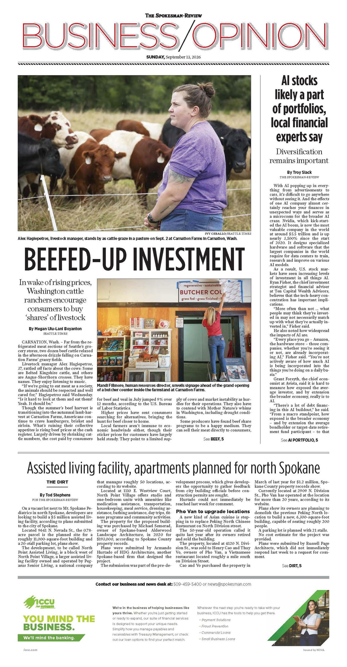 Business Front Page for Sept. 13, 2026
