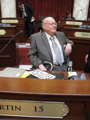 Quane Kenyon, former longtime legislative reporter for the Associated Press, serves as a substitute state senator in 2013 (Betsy Russell)