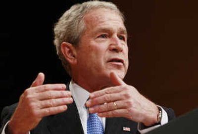 
President Bush speaks to the U.S. Hispanic Chamber of Commerce on Wednesday. Associated Press
 (Associated Press / The Spokesman-Review)