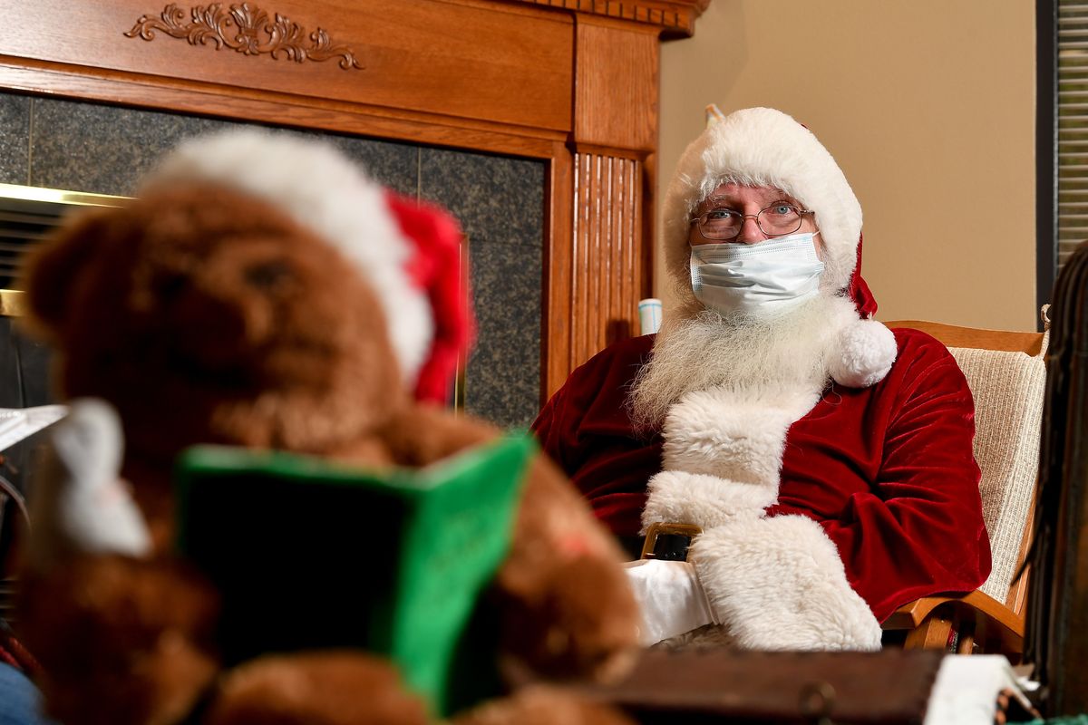 Santa Claus talks about 2021 and his plans for the holiday season on Nov. 23 at Southside Community Center in Spokane. Santa will be making an appearance at the center this year for breakfast and photo ops on Saturday and Dec. 11 and 18.  (Tyler Tjomsland/The Spokesman-Review)
