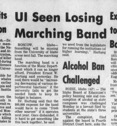 The University of Idaho cut a $60,000-per-year expense by nixing its marching band program.  (Spokane Daily Chronicle Archives)