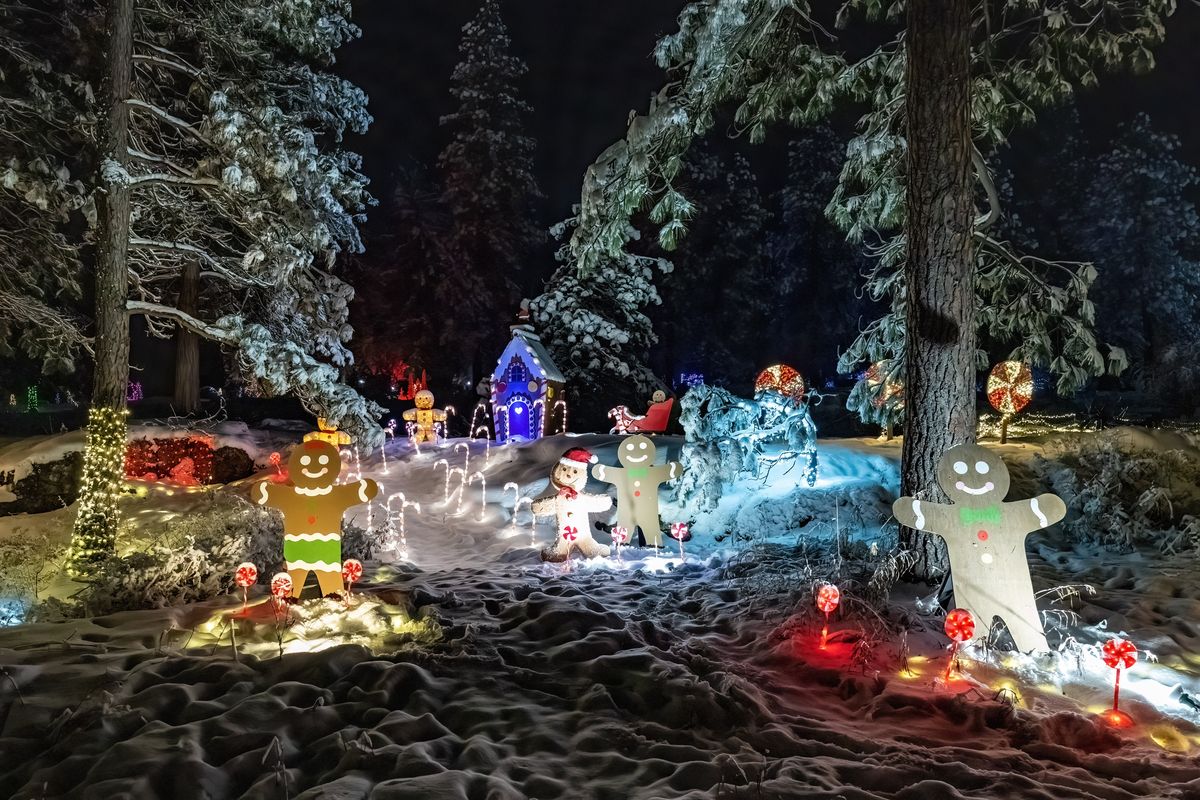 The Manito Holiday Lights show has many lighting displays like this for people to enjoy. The drive-thru show, sponsored by The Friends of Manito, runs Friday, Dec. 9th to Monday, Dec. 12th: 6-9:30 p.m. and the walk-thru only show runs Tuesday, Dec, 13th to Sunday, Dec.18th: 5-8 p.m.  (COLIN MULVANY/THE SPOKESMAN-REVI)