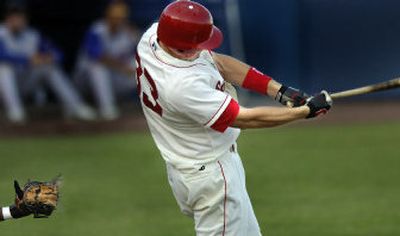 
Ian Gac of the Indians leads the NWL in home runs.  
 (Christopher Anderson / The Spokesman-Review)