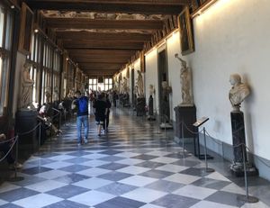 Even the walkways of Gli Uffizi offer a wondrous feel of artistic history. (Dan Webster)