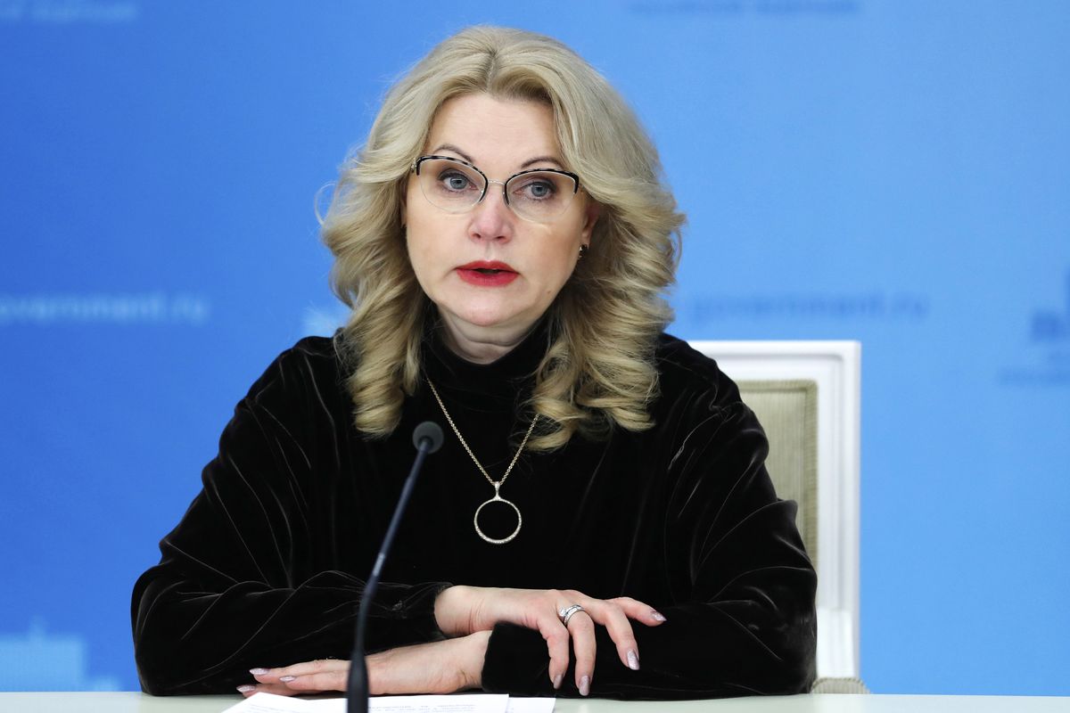 FILE In this file photo taken on Thursday, Dec. 10, 2020, Russian Deputy Prime Minister Tatyana Golikova speaks to the media in Moscow, Russia. Deputy Prime Minister Tatyana Golikova told a government meeting Monday Dec. 28, 2020, that the increase reported by Rosstat for the most part is related to the coronavirus. Golikova's comment suggests that some 186,000 deaths may be linked to the coronavirus.  (Dmitry Astakhov)