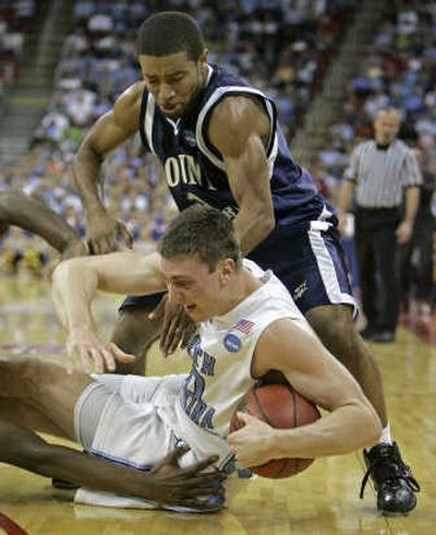 
Jeremy Goode of Mount St. Mary's, top, got a first-hand look at Tyler 