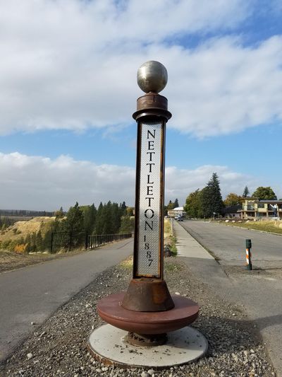 The fourth and final sculpture marking the primary entrances to Nettletons Addition National Historic District has been installed. The reverse side announces the entrance to Kendall Yards. The reclaimed-steel and aluminum piece was fabricated by artist and Nettletons Addition resident Steffan Wachholtz. Its located on the Centennial Trail at the west end of West Bridge Avenue, above the Spokane River. Courtesy photo (Kevin Brownlee / COURTESY PHOTO)
