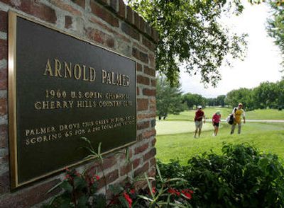 
A brick monument to the side of the first tee box at Cherry Hills  honors Arnold Palmer's risky drive during the 1960 U.S. Open. 
 (Associated Press / The Spokesman-Review)