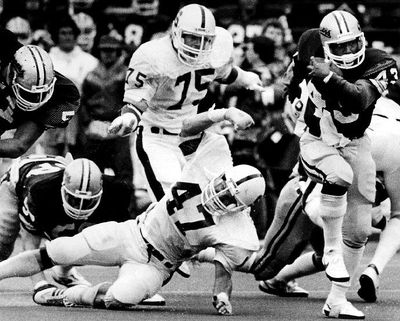 Washington State beat UW 24-20 in the 1982 Apple Cup, played in Pullman.  (The Spokesman-Review photo archive)