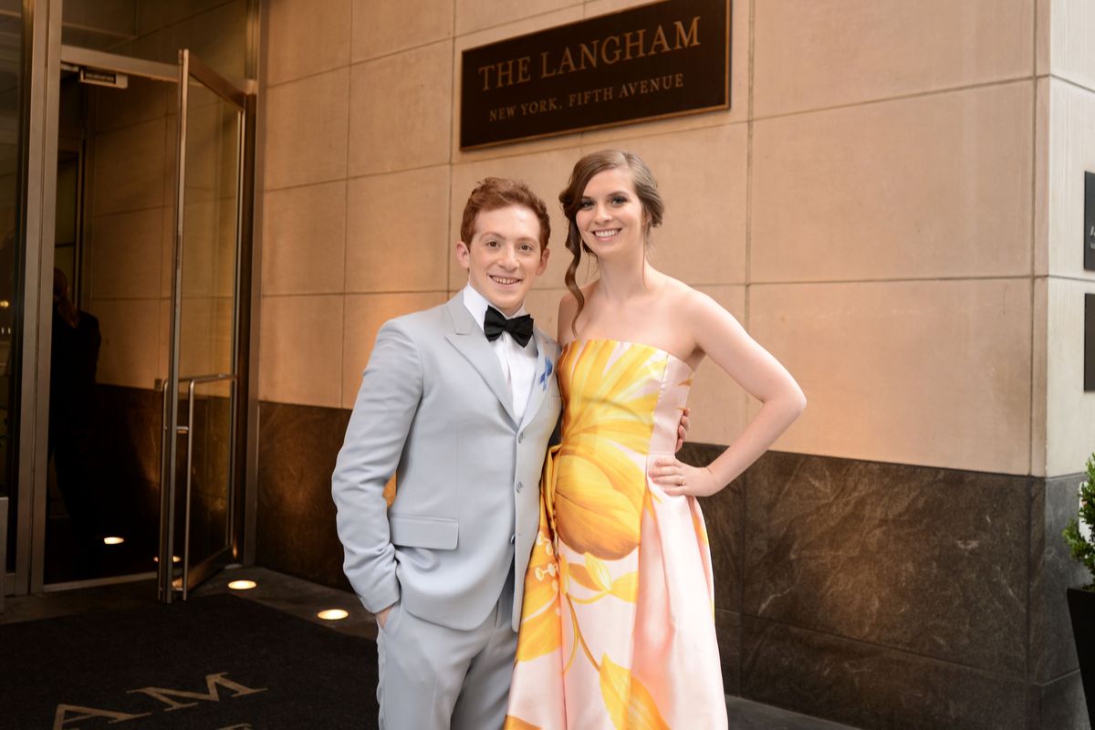 NEW YORK, NY - JUNE 10: Actor Ethan Slater, left, and wife Lilly Jay pose for a photo as the 2018 TONY award nominees prep at Langham Hotel on June 10, 2018 in New York City. (Photo by Andrew Toth/Getty Images for The Langham, New York, Fifth Avenue)  (Andrew Toth)