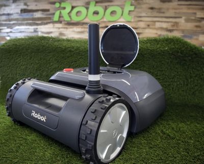 An iRobot Terra lawn mower is shown at the company’s Bedford, Mass., headquarters on Wednesday, Jan. 16, 2019. (Associated Press)