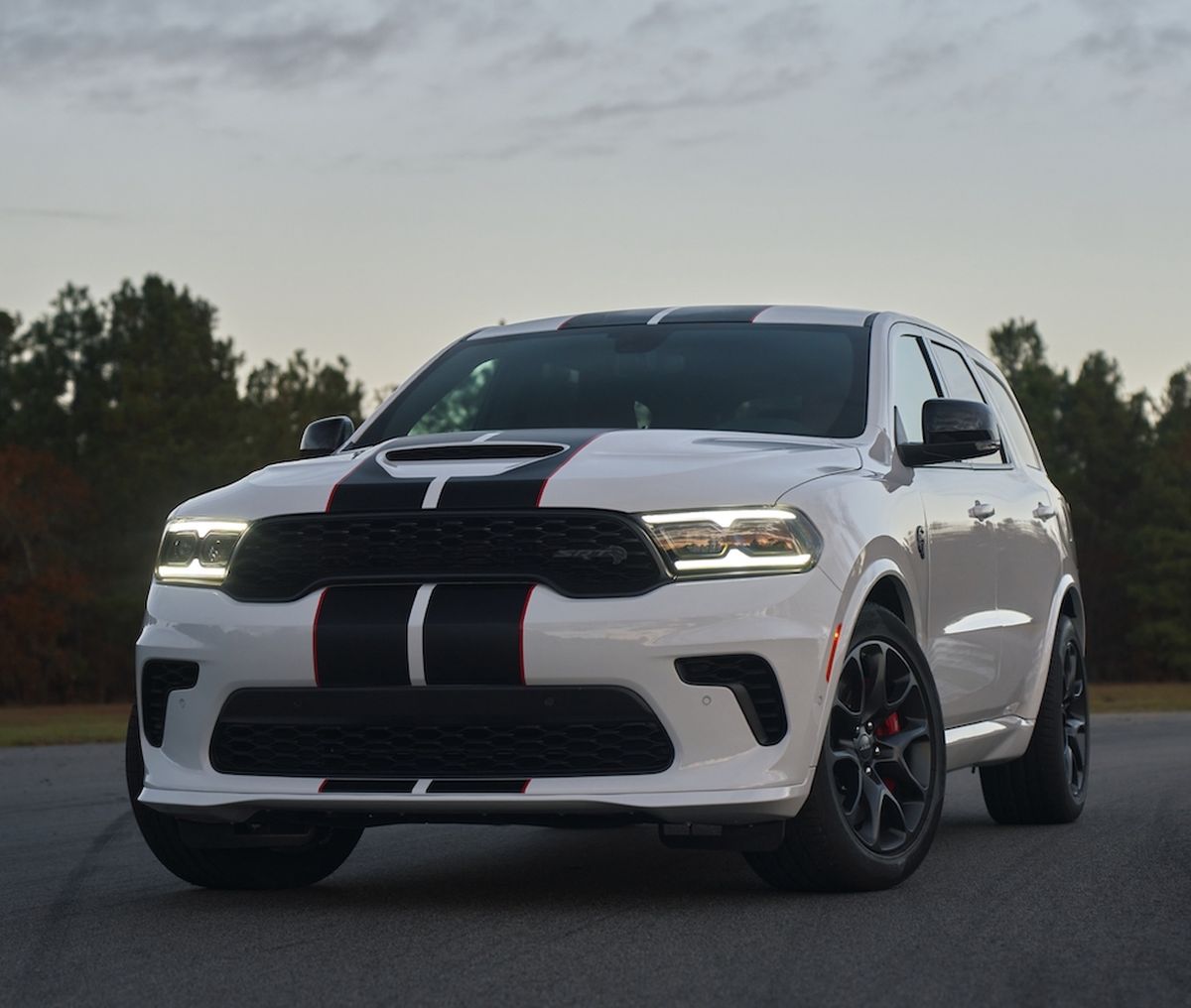 The Hellcat is what you get when you stuff a supercharged 6.2-liter Hellcat V-8 — the engine that famously powers Hellcat versions of the Charger and Challenger muscle cars — into the engine bay of a midsize CUV. (Dodge)