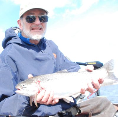 Sprague Lake produced this 19-inch rainbow in March. (Rich Landers / The Spokesman-Review)