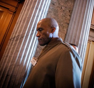 Marine Lt. Gen. Michael E. Langley walks through the halls of the U.S. Capitol in Washington on July 21.  (Bill O'Leary/The Washington Post)