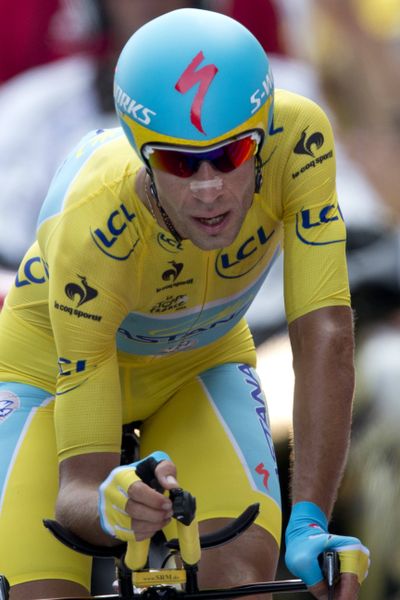 Italy's Vincenzo Nibali crosses the finish line of the 20th stage of the Tour de France. (Associated Press)