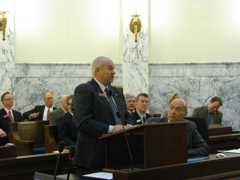 Former Sen. Bob Geddes makes his first budget presentation to lawmakers on Thursday as the new chairman of the Idaho State Tax Commission. Geddes said there is 'much to be proud of' at the agency, whose last chairman resigned under fire amid allegations of misusing his position. (Betsy Russell)