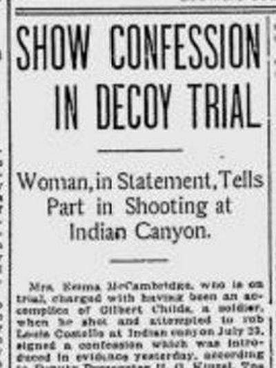 The signed confession of Emma McCambridge, the mother of a 3-year-old, caused a sensation when the confession was introduced into evidence at her trial for being an accomplice in the shooting and robbing of fruit dealer Louis Costello, The Spokesman-Review reported on Sept. 20, 1916. (The Spokesman-Review)