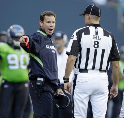 Seahawks coach Jim Mora has softened his stance on the performance of his kicker in Sunday’s loss.  (Associated Press / The Spokesman-Review)