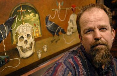 
Artist Tim Lord, shown in his Peaceful Valley studio, says he finds his inspiration in situations of life. 
 (Holly Pickett / The Spokesman-Review)
